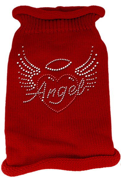 Angel Heart Rhinestone Knit Pet Sweater SM Red