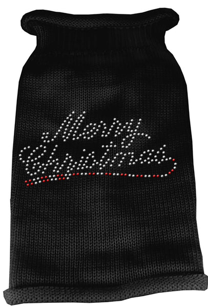 Merry Christmas Rhinestone Knit Pet Sweater XS Black