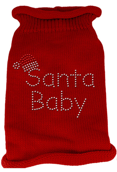 Santa Baby Rhinestone Knit Pet Sweater MD Red