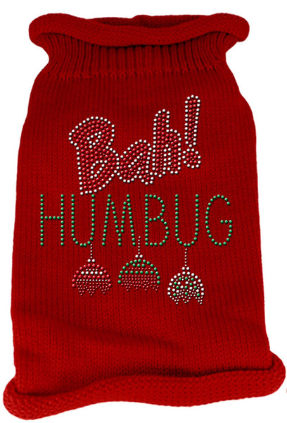 Bah Humbug Rhinestone Knit Pet Sweater LG Red