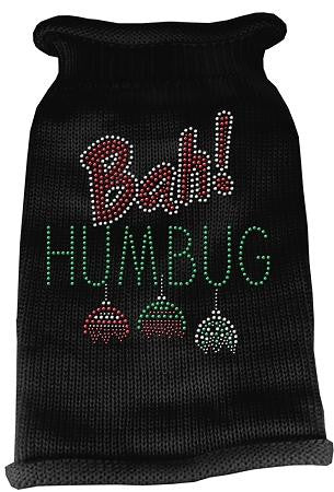 Bah Humbug Rhinestone Knit Pet Sweater XS Black