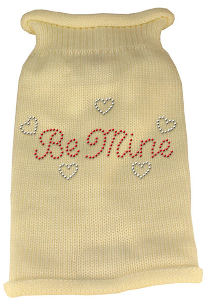 Be Mine Rhinestone Knit Pet Sweater SM Cream