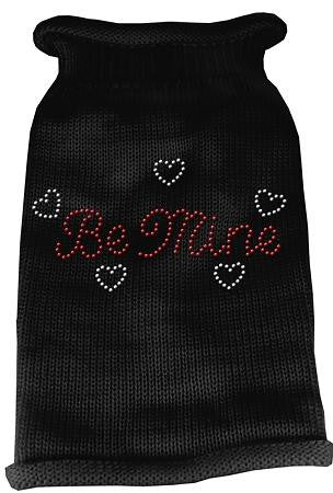 Be Mine Rhinestone Knit Pet Sweater XS Black