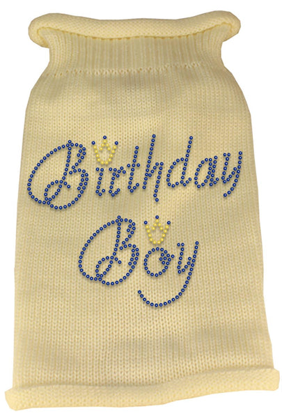 Birthday Boy Rhinestone Knit Pet Sweater MD Cream