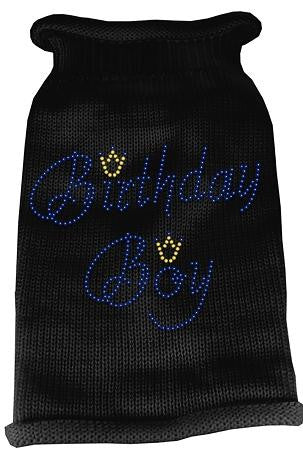 Birthday Boy Rhinestone Knit Pet Sweater XS Black