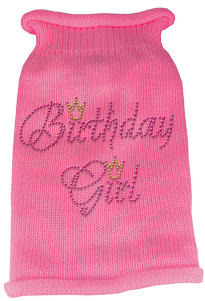 Birthday Girl Rhinestone Knit Pet Sweater SM Pink