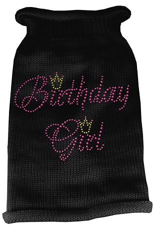 Birthday Girl Rhinestone Knit Pet Sweater XL Black