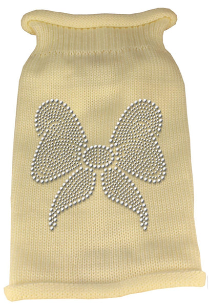 Bow Rhinestone Knit Pet Sweater MD Cream