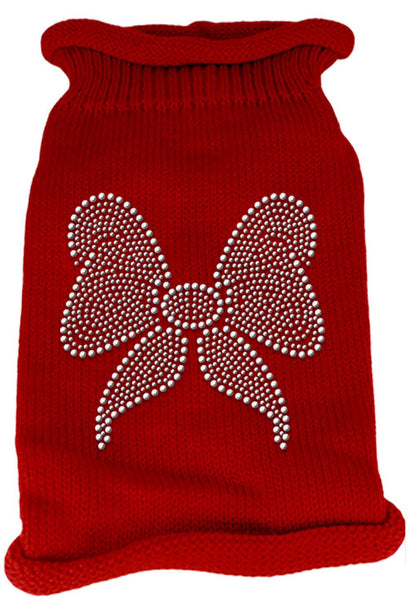 Bow Rhinestone Knit Pet Sweater XL Red