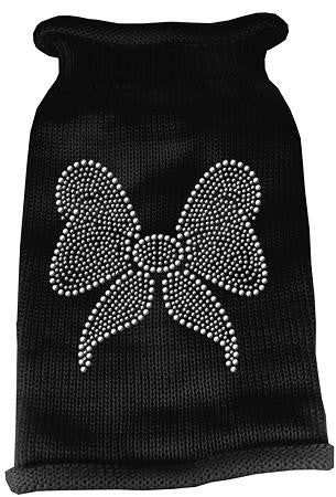 Bow Rhinestone Knit Pet Sweater XS Black