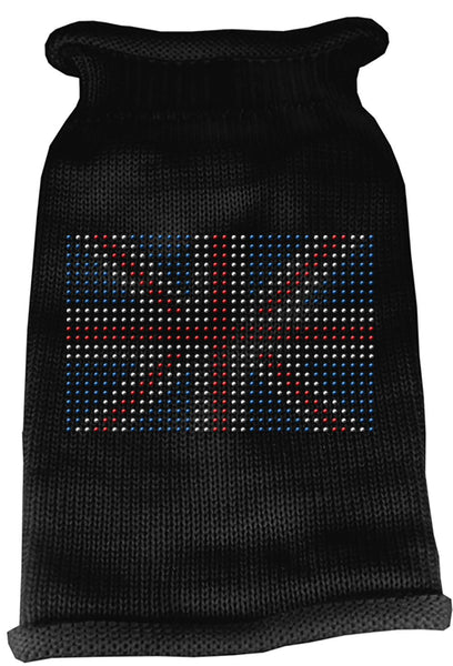 British Flag Rhinestone Knit Pet Sweater MD Black