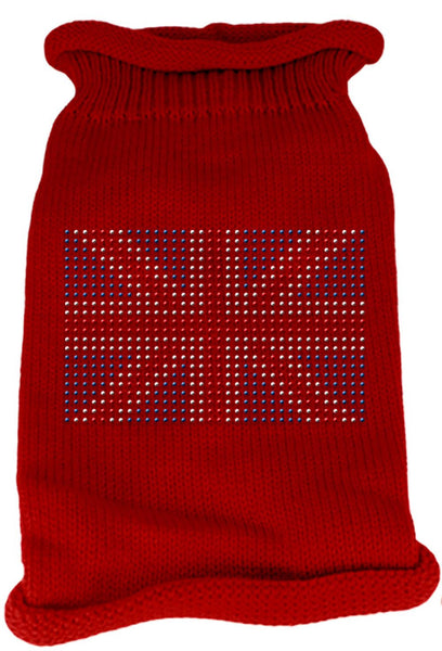 British Flag Rhinestone Knit Pet Sweater XXL Red