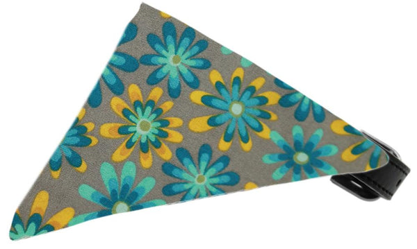 Grey Crazy Daisies Bandana Pet Collar Black Size 18