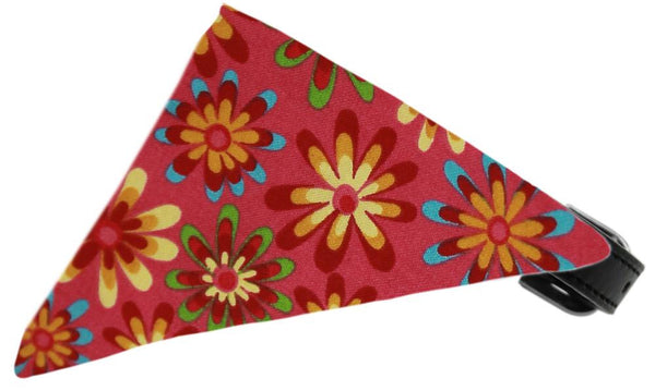 Bright Pink Crazy Daisies Bandana Pet Collar Black Size 20