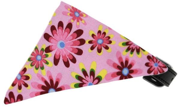 Bubblegum Pink Crazy Daisies Bandana Pet Collar Black Size 18