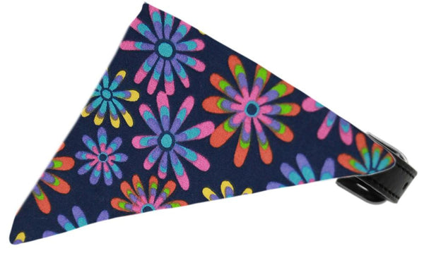 Navy Crazy Daisies Bandana Pet Collar Black Size 16