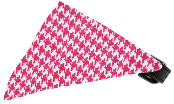 Bright Pink Houndstooth Bandana Pet Collar Black Size 20