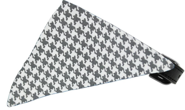 Grey Houndstooth Bandana Pet Collar Black Size 16