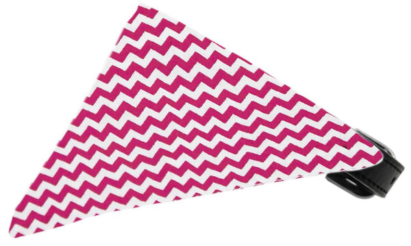 Bright Pink Chevron Bandana Pet Collar Black Size 10