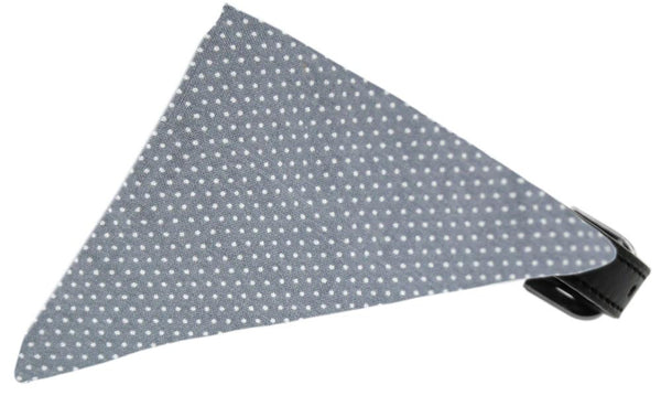 Grey Swiss Dots Bandana Pet Collar Black Size 10