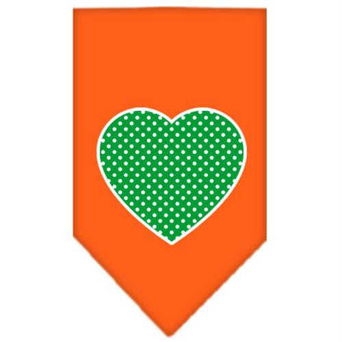 Green Swiss Dot Heart Screen Print Bandana Orange Large