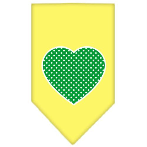 Green Swiss Dot Heart Screen Print Bandana Yellow Large