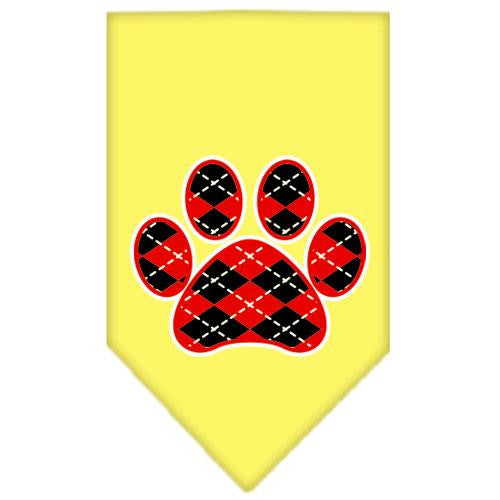 Argyle Paw Red Screen Print Bandana Yellow Large