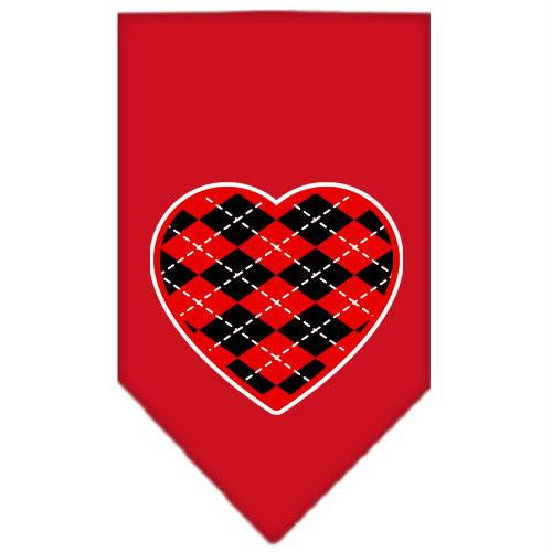 Argyle Heart Red Screen Print Bandana Red Large