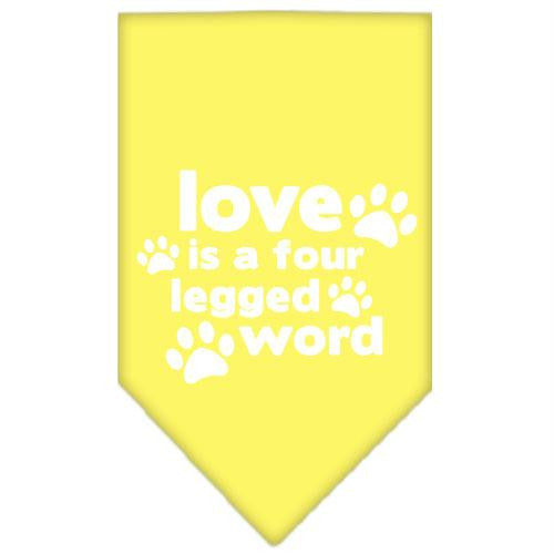 Love is a Four Leg Word Screen Print Bandana Yellow Large