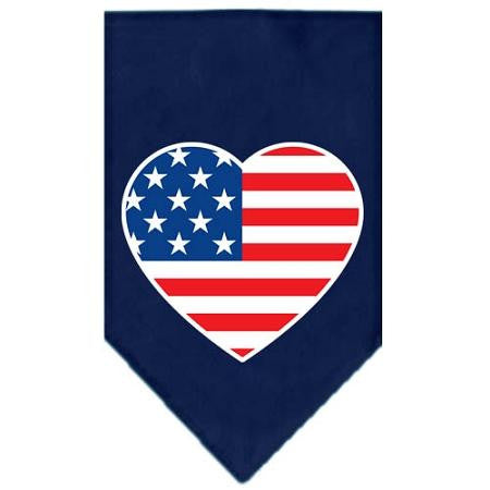 American Flag Heart Screen Print Bandana Navy Blue Small