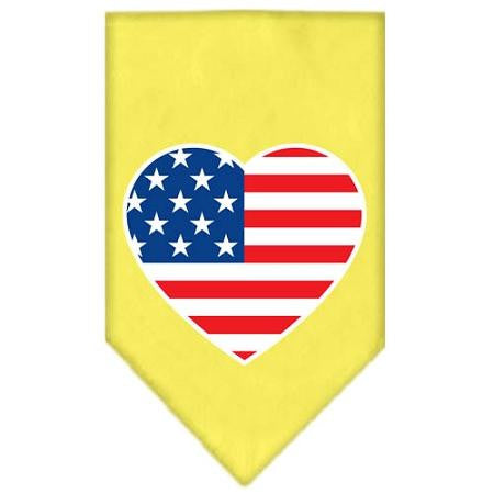 American Flag Heart Screen Print Bandana Yellow Small