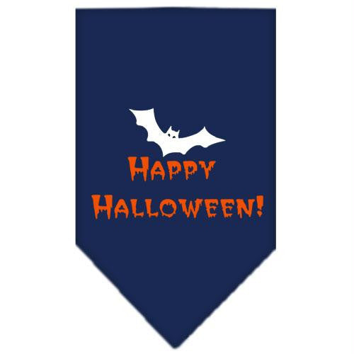 Happy Halloween Screen Print Bandana Navy Blue Small