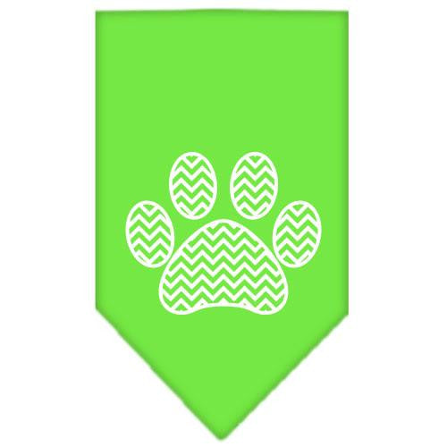 Chevron Paw Screen Print Bandana Lime Green Large