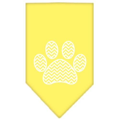 Chevron Paw Screen Print Bandana Yellow Large