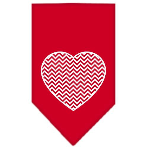 Chevron Heart Screen Print Bandana Red Large