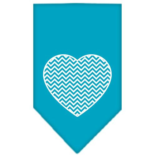 Chevron Heart Screen Print Bandana Turquoise Small