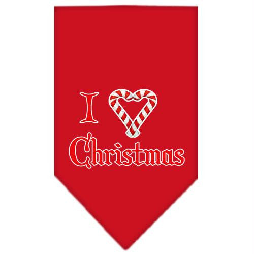 Heart Christmas Screen Print Bandana Red Large