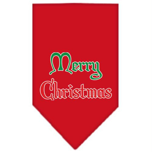 Merry Christmas Screen Print Bandana Red Small