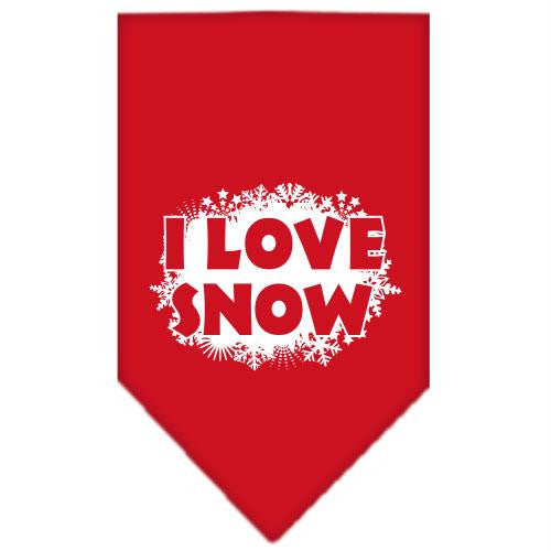 I Love Snow Screen Print Bandana Red Small