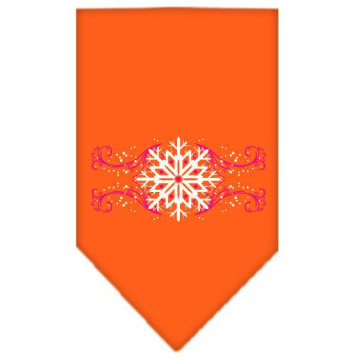 Pink Snowflake Swirls Screen Print Bandana Orange Large