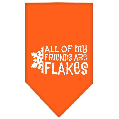 All my friends are Flakes Screen Print Bandana Orange Large