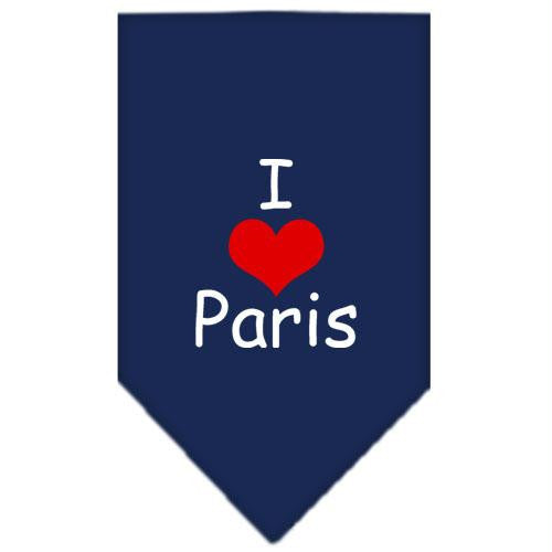 I Heart Paris  Screen Print Bandana Navy Blue Small