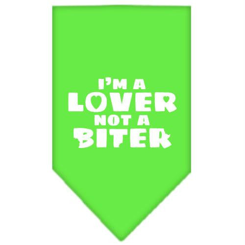 I'm a Lover Not a Biter Screen Print Bandana Lime Green Small
