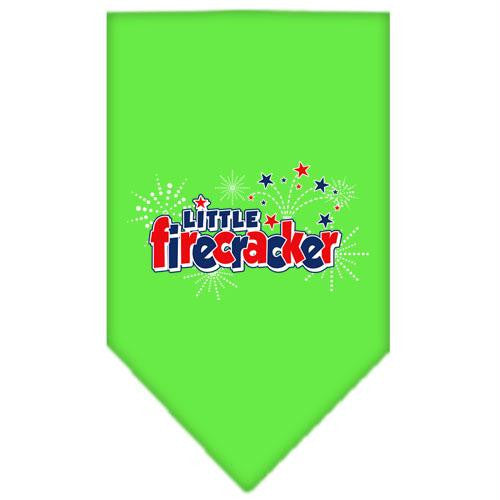 Little Firecracker Screen Print Bandana Lime Green Large