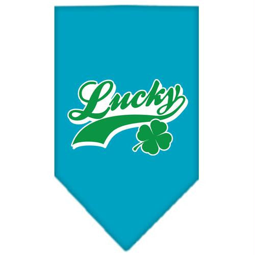 Lucky Swoosh Screen Print Bandana Turquoise Small