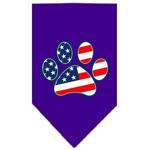 Patriotic Paw Screen Print Bandana Purple Small