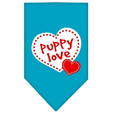 Puppy Love Screen Print Bandana Turquoise Small