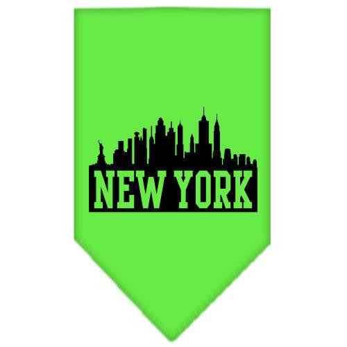 New York Skyline Screen Print Bandana Lime Green Large