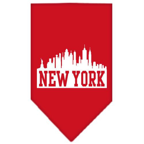 New York Skyline Screen Print Bandana Red Small