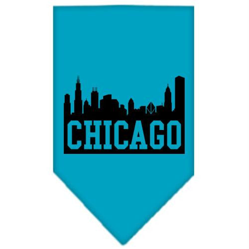 Chicago Skyline Screen Print Bandana Turquoise Large